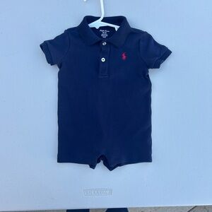 Ralph Lauren Navy Romper with Red Emblem